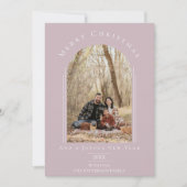 ピンクアモダンーチフレームホリデーフォトカード シーズンカード (正面)