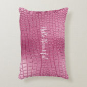 ピンクアリゲーターアニマルプリント アクセントクッション (正面(垂直))