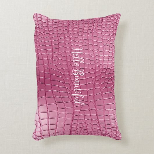 ピンクアリゲーターアニマルプリント アクセントクッション (正面(垂直))
