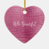 ピンクアリゲーターアニマルプリント セラミックオーナメント (正面)