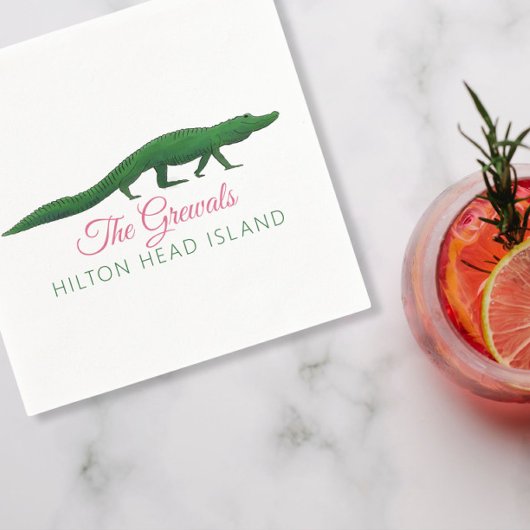 ピンクアリゲーター結婚スケッチ スタンダードカクテルナプキン