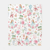 ピンクアリスインワンダーランド不機嫌ハッタガール子供部屋 フリースブランケット (正面)