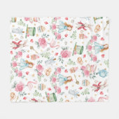 ピンクアリスインワンダーランド不機嫌ハッタガール子供部屋 フリースブランケット (正面(横))