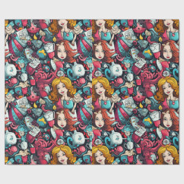 ピンクアリスティーパーティーテーマ ラッピングペーパー