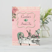 ピンクアリスワンダーランドティーパーティーブライダルシャワー 招待状 (スタンド正面)