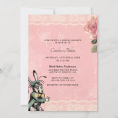 ピンクアリスワンダーランドティーパーティーブライダルシャワー 招待状 (裏面)