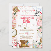 ピンクアリスinオネダーランド1歳の招待状 招待状 (正面)