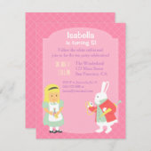 ピンクアリスinワンダーランド誕生日ティーパーティー 招待状 (正面/裏面)