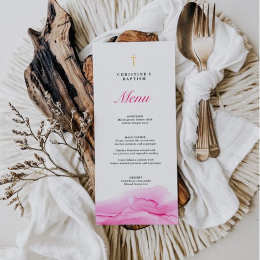 ピンクアルコールインクガールバプテスマ《キリスト教》洗礼式や命名式メニュー メニュー