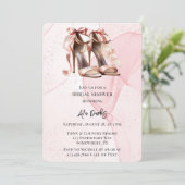 ピンクアルコールインクハイヒールシューズブライダルシャワー 招待状 (スタンド正面)