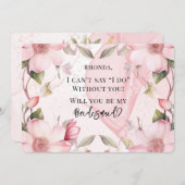 ピンクアルコールインクフローラは私の花嫁になる 招待状 (正面/裏面)