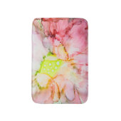 ピンクアルコールインク抽象芸術花 バスマット (正面縦)