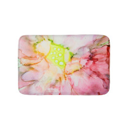 ピンクアルコールインク抽象芸術花 バスマット