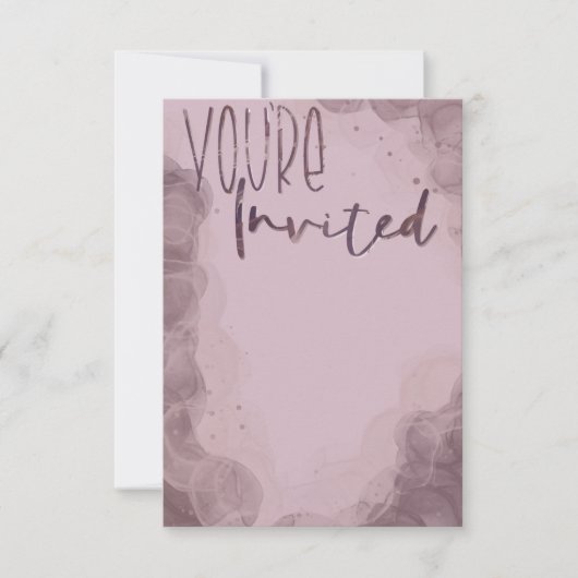 ピンクアルコールインク招待状 出欠カード (正面)