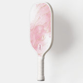 ピンクアルコールインク、金ゴールドグリッターモノグラム ピックルボールラケット (左)