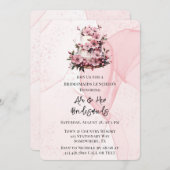 ピンクアルコー結婚ルインクのケーキ花嫁の昼食会 招待状 (正面/裏面)