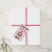 ピンクアルパカフィエスタ誕生日 ギフトタグ (より糸付き)