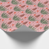 ピンクアロエユヴェラハイオレンジアロエプラント&ハート ラッピングペーパー (角)