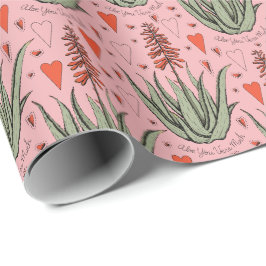 ピンクアロエユヴェラハイオレンジアロエプラント&ハート ラッピングペーパー