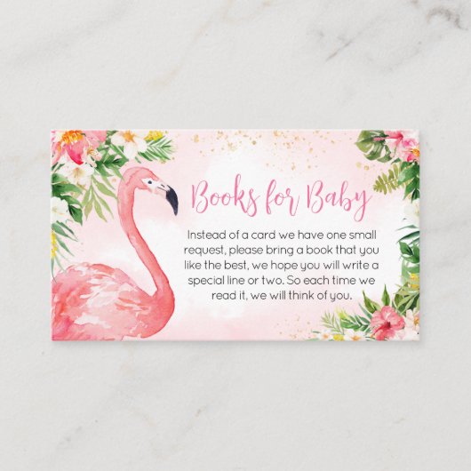 ピンクアロハフラミンゴ赤ちゃんシャワーベビー エンクロージャーカード (正面)