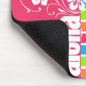 ピンクアロハ;レトロネオンレインボー マウスパッド (コーナー)