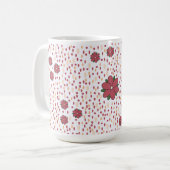 ピンクアンよくはしゃぐレッドフォークアートフローラマグカップ コーヒーマグカップ (正面左)