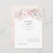 ピンクアンスリウムとパンパスグラスウェディングRSVP 出欠カード (正面/裏面)