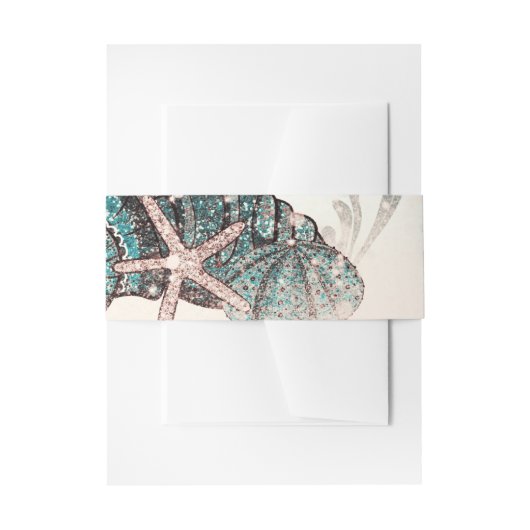 ピンクアンダーザシーシェルビーチスウィート16パーティー 招待状ベリーバンド (正面例)