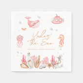 ピンクアンダーザシー誕生日 スタンダードカクテルナプキン (正面)