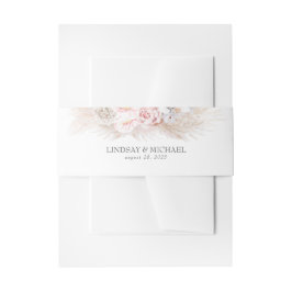 ピンクアンチューリウムスとパンパスグラスエキゾチッエレガントク 招待状ベリーバンド