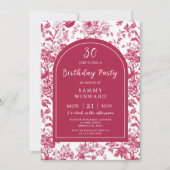 ピンクアンティークチノワセリーバースデーパーティー 招待状 (正面)