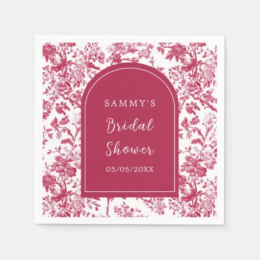 ピンクアンティークチノワセリーブライダルシャワー スタンダードカクテルナプキン (正面)