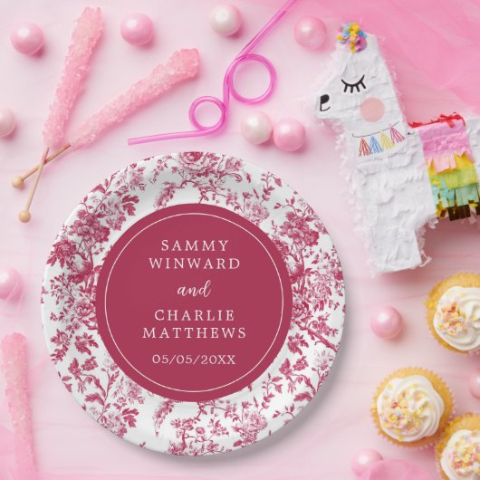 ピンクアンティークチノ結婚イスリー ペーパープレート (パーティー)