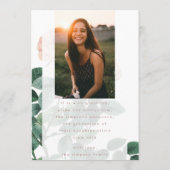 ピンクアンティークバラ写真大学グラード 招待状 (裏面)