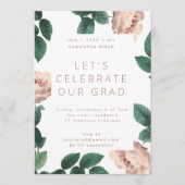 ピンクアンティークバラ写真大学グラード 招待状 (正面)