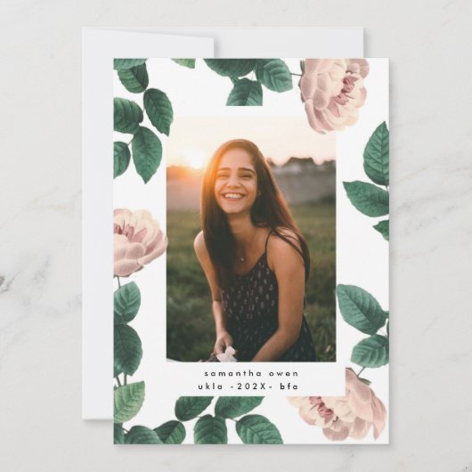 ピンクアンティークバラ写真大学グラード 案内状 (正面)