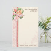 ピンクアンティークヴィンテージラエレガントビッシュフランスのバラ 便箋 (スタンド正面)