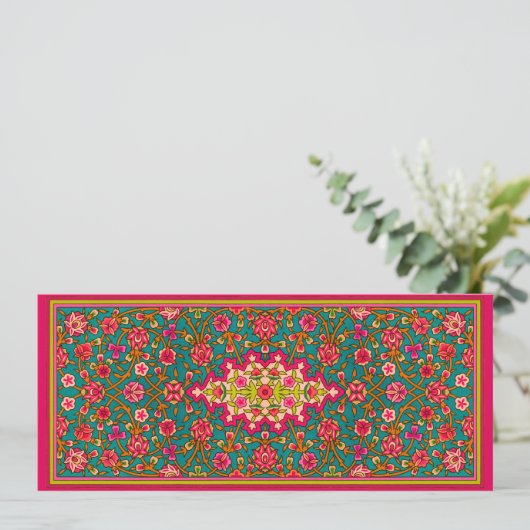 ピンクアンドアクアモロッコ結婚式招待状 招待状 (スタンド正面)