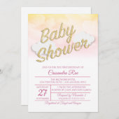 ピンクアンドイエローサンセットベビーシャワー招待状 招待状 (正面/裏面)