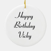 ピンクアンドイエロージニアスカスタム誕生日 セラミックオーナメント (裏面)