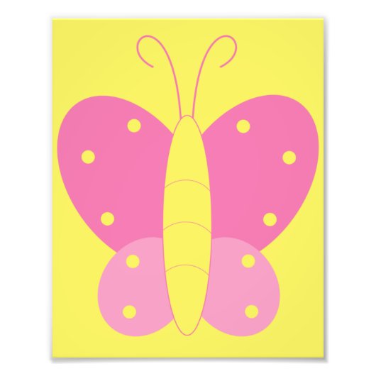 ピンクアンドイエローバタフライプリント フォトプリント            (正面)