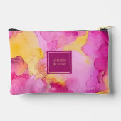 ピンクアンドイエローマーブル名前をカスタムする アクセサリーポーチ (裏面)