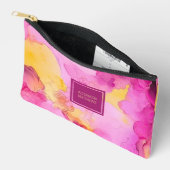 ピンクアンドイエローマーブル名前をカスタムする アクセサリーポーチ (見開き)