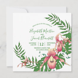 ピンクアンドイエローレディースリッパーオーキッドリース結婚ズ 招待状