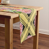 ピンクアンドイエローローズトレリス自然デザイン ショートテーブルランナー (インサイチュ)