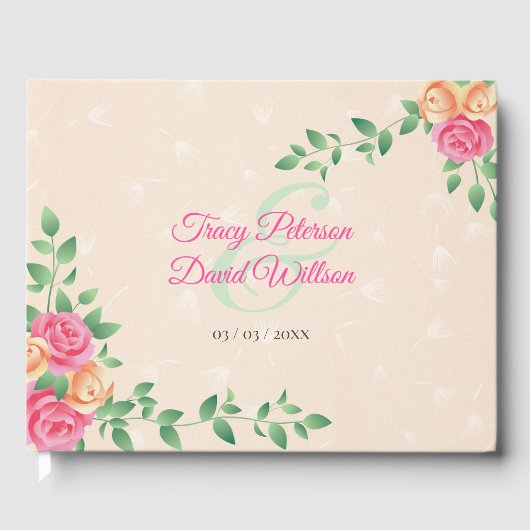 ピンクアンドイエローローズリース ゲストブック (正面)