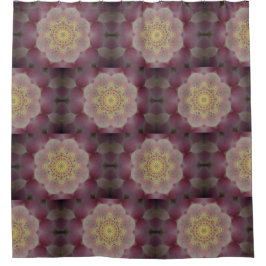 ピンクアンドイエロー万華鏡のように千変万化するパターン シャワーカーテン