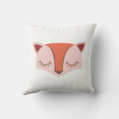 ピンクアンドオレンジウッドランドキツネ顔子供部屋 クッション (裏面)