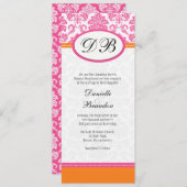 ピンクアンドオレンジダマスクモノグラム結婚式招待状 招待状 (正面/裏面)