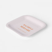 ピンクアンドオレンジピーチアプリコットタイポグラフィ結婚ズ ペーパープレート (傾斜あり)